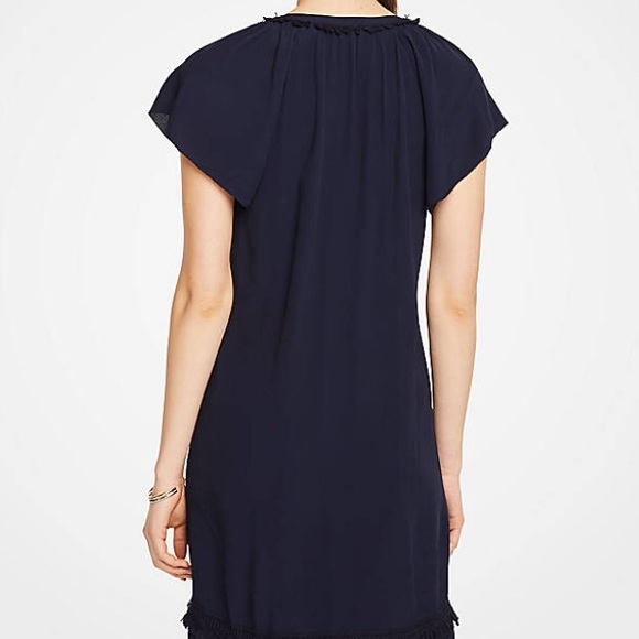 Ann Taylor navy blues fringe shift dress - Picture 3 of 3